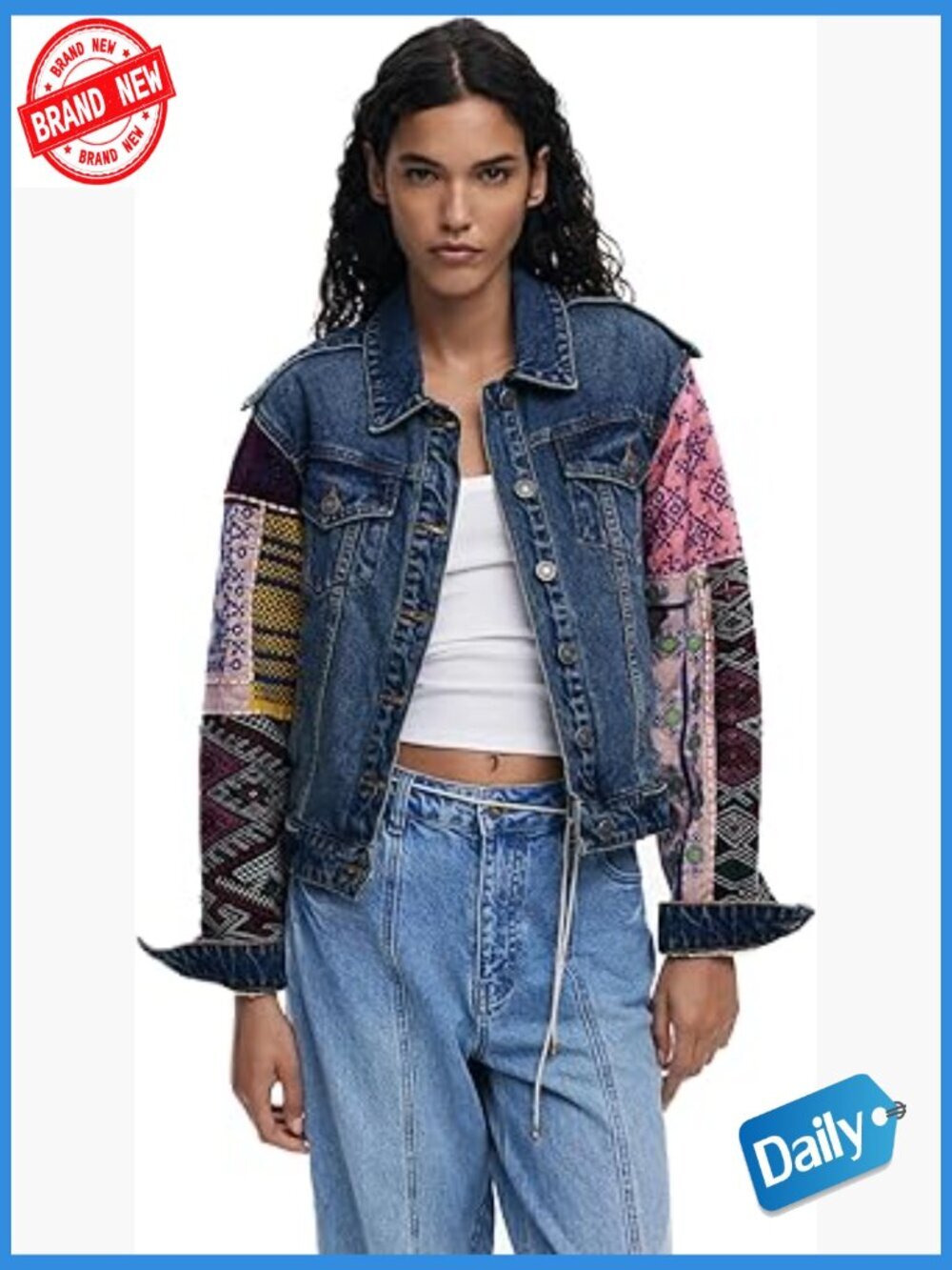 Denim Trucker Jacket Button Closure Long Sleeve Fall